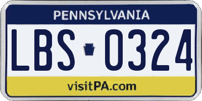 PA license plate LBS0324