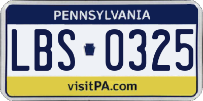 PA license plate LBS0325