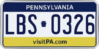 PA license plate LBS0326