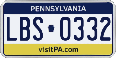 PA license plate LBS0332