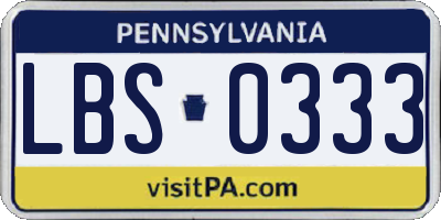 PA license plate LBS0333
