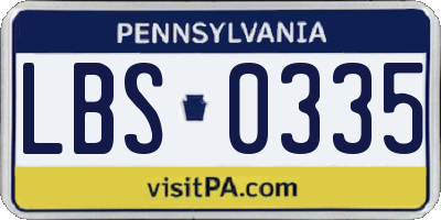 PA license plate LBS0335