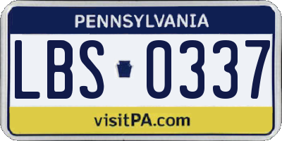 PA license plate LBS0337