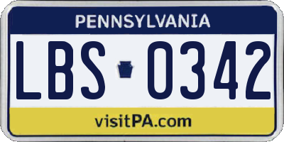 PA license plate LBS0342