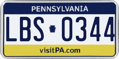 PA license plate LBS0344