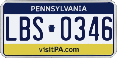 PA license plate LBS0346