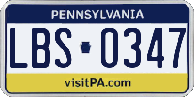 PA license plate LBS0347