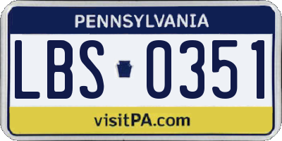PA license plate LBS0351