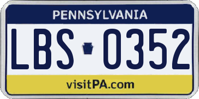 PA license plate LBS0352