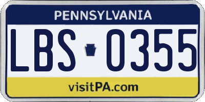 PA license plate LBS0355