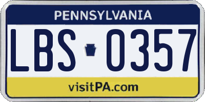 PA license plate LBS0357