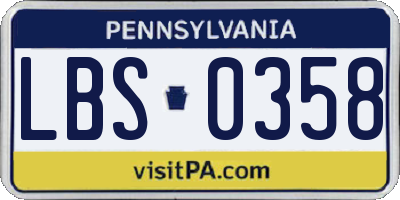 PA license plate LBS0358