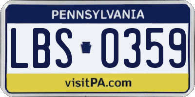 PA license plate LBS0359