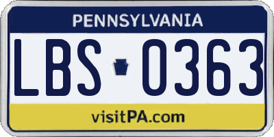 PA license plate LBS0363