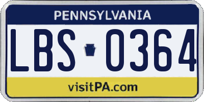 PA license plate LBS0364