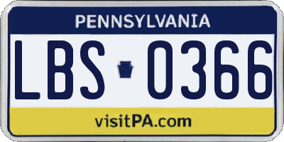 PA license plate LBS0366