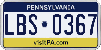 PA license plate LBS0367