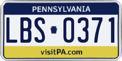 PA license plate LBS0371
