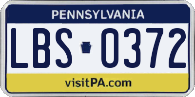 PA license plate LBS0372