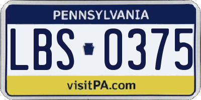 PA license plate LBS0375