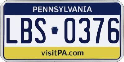 PA license plate LBS0376