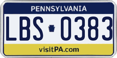 PA license plate LBS0383