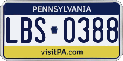 PA license plate LBS0388