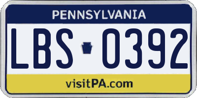 PA license plate LBS0392