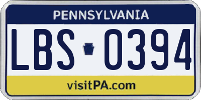 PA license plate LBS0394