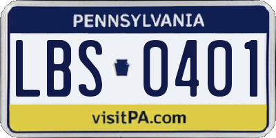 PA license plate LBS0401