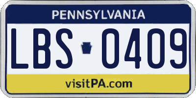 PA license plate LBS0409