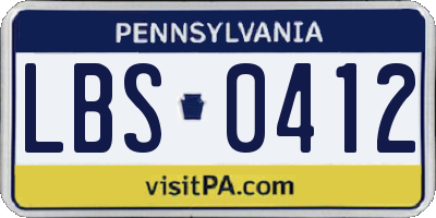 PA license plate LBS0412