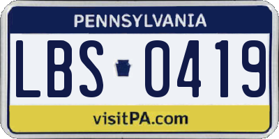 PA license plate LBS0419