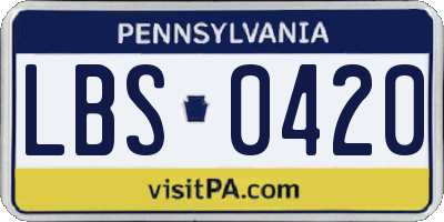 PA license plate LBS0420