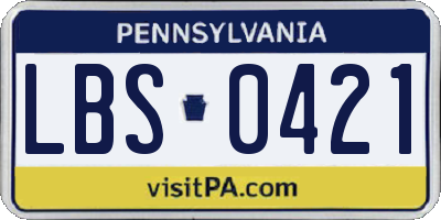 PA license plate LBS0421