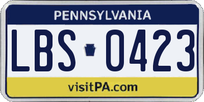 PA license plate LBS0423