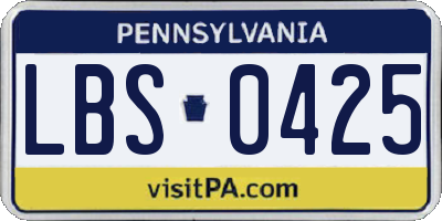 PA license plate LBS0425