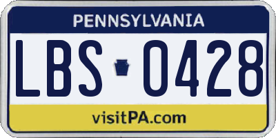 PA license plate LBS0428