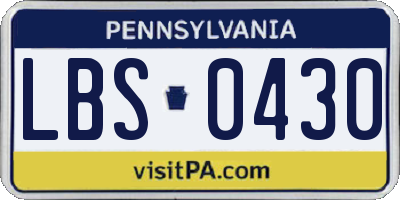 PA license plate LBS0430