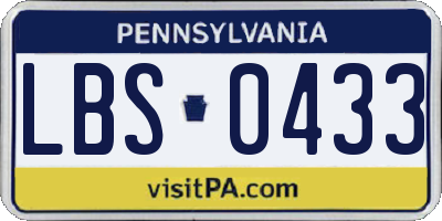 PA license plate LBS0433