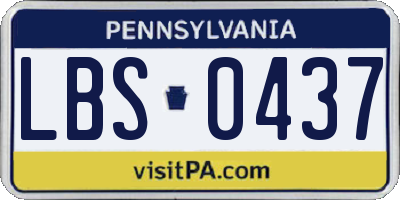 PA license plate LBS0437