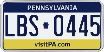 PA license plate LBS0445