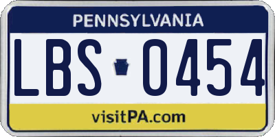 PA license plate LBS0454