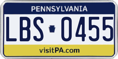 PA license plate LBS0455
