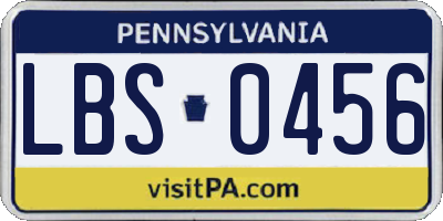 PA license plate LBS0456