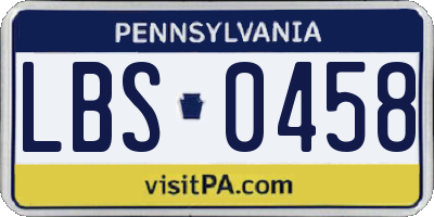 PA license plate LBS0458