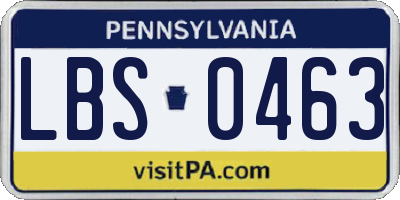 PA license plate LBS0463