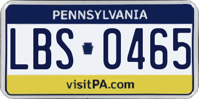 PA license plate LBS0465