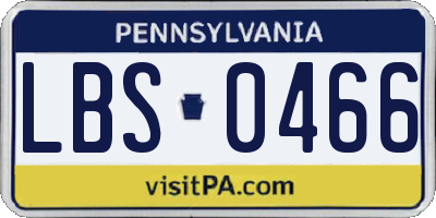 PA license plate LBS0466