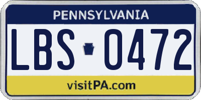 PA license plate LBS0472